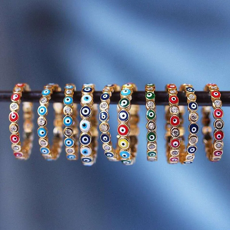 2020 новые богемные радужные золотые кольца Стразы с эффектом сглаза для женщин