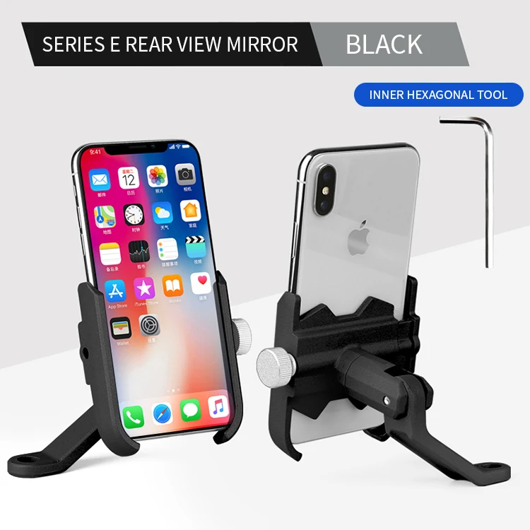 Rearview Black Арвин алюминиевый держатель для телефона мотоцикла подставка 360 регулируемый руль для горного велосипеда зеркало заднего вида 4-6,8 дюймов крепление для телефона - Цвет: Rearview Black