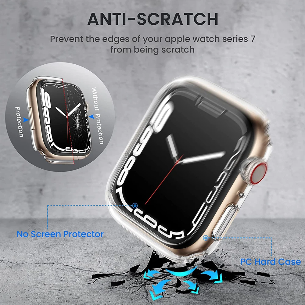 Cover for Apple Watch  45mm 41mm  44mm  40mm 42mm 38mm Shock-Proof Resist Bumper Protective Case for iWatch SE 7 6 5 4 3 2 1