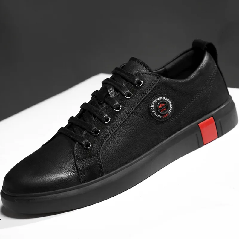 

2018 Autumn And Winter Genuine Leather Shoes Men's Korean-style Fashion Black And White with Pattern Trend Versatile Leather Sho