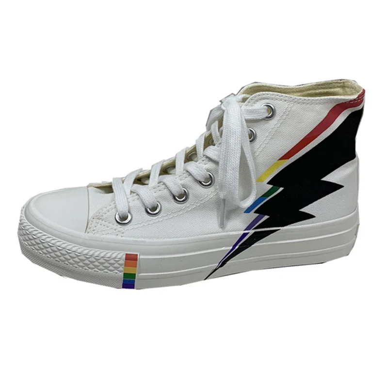 

Famous lightning rainbow high canvas shoes female Korean version of ulzzang board shoes 2019 new style elegant tide shoes