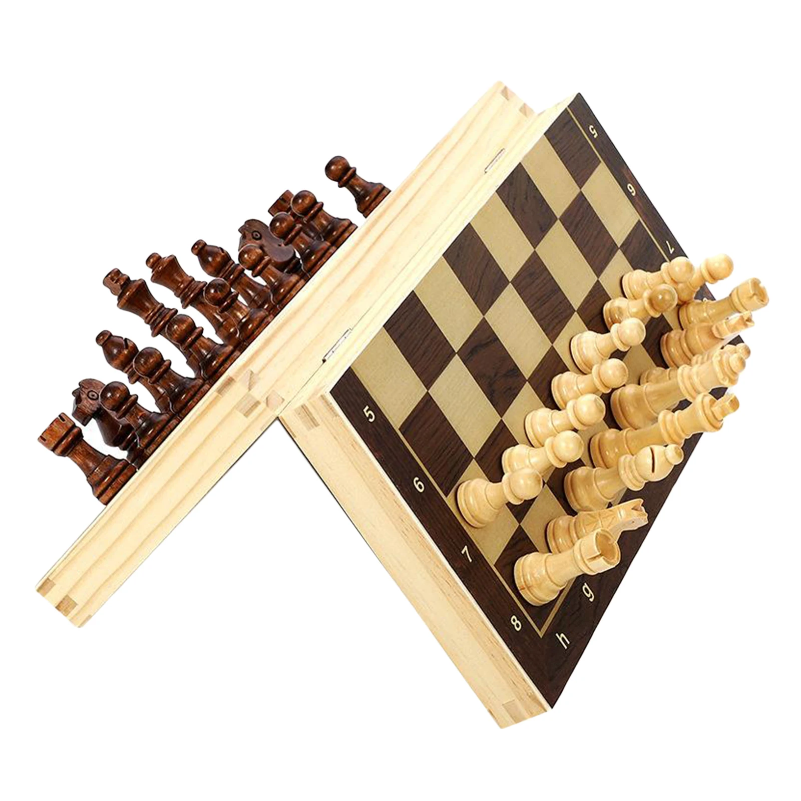 Folding Magnetic Chess Board Set Extra 2 Queens Portable Family Board Game Magnetic Wooden Folding Chess Set Toys 24/2934/39 cm