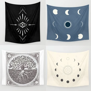 

Psychedelic Moon Prints Tapestry Wall Hanging Background Witchcraft Hippie Wall Tapestry Throw Rug Blanket Camping Tent Tapestry