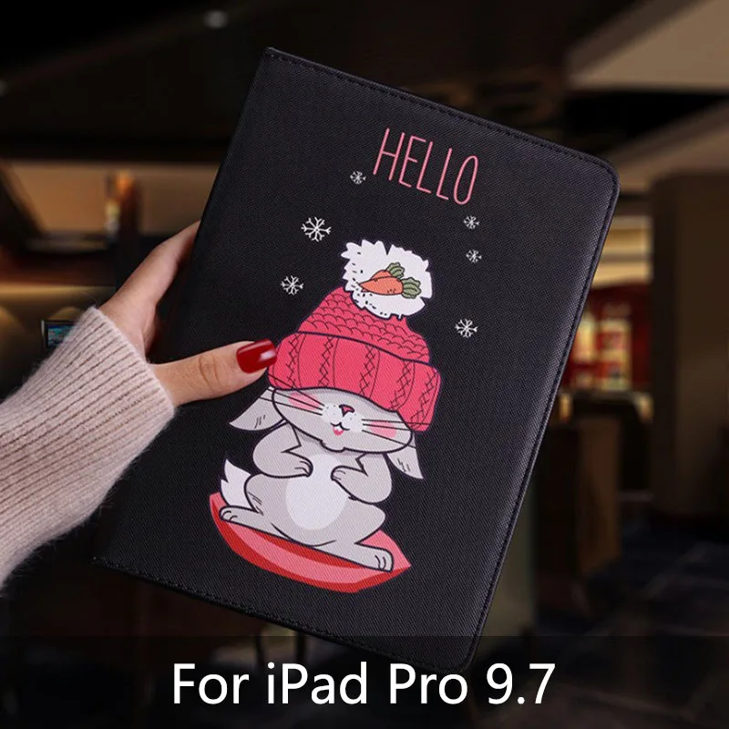 rabbit Для IPad Air 1 2 чехол Защитный чехол для планшета Кот Мультфильм иллюстрация PU кожаный чехол флип Смарт Стенд для iPad Pro 9,7 чехол - Цвет: rabbit