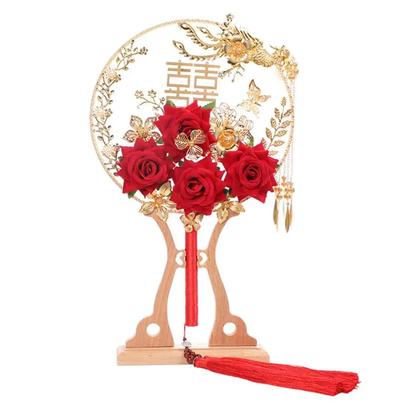 Wedding Supplies Chinese Classical Fan Fringe Double-Sided Pattern Decorative Fan Chinese Wedding Supplies Home Decoration Fan