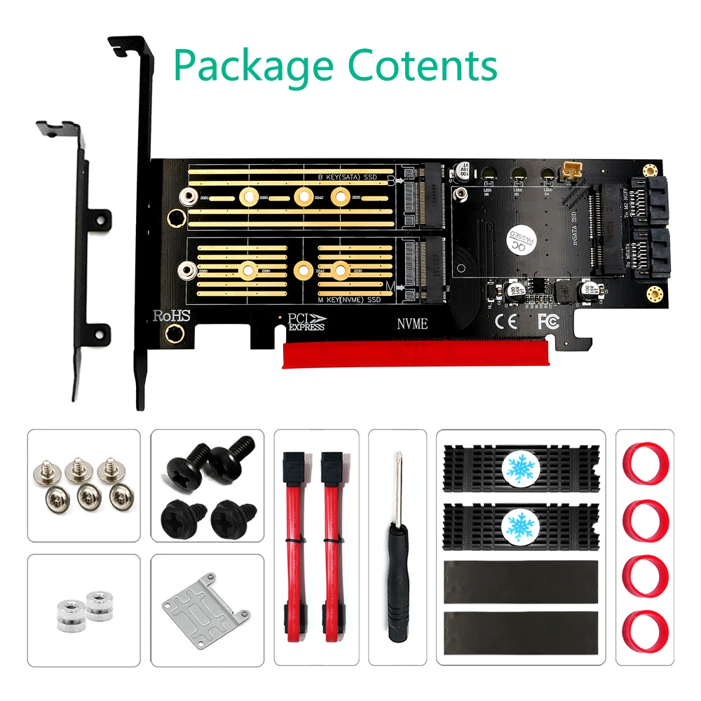 QINDIAN NVME M.2 NGFF MSATA SSD PCI Express Riser Card PCI-E PCI E PCIE to M2 адаптер M.2 Raiser M2 SATA адаптер M.2 SSD охлаждение