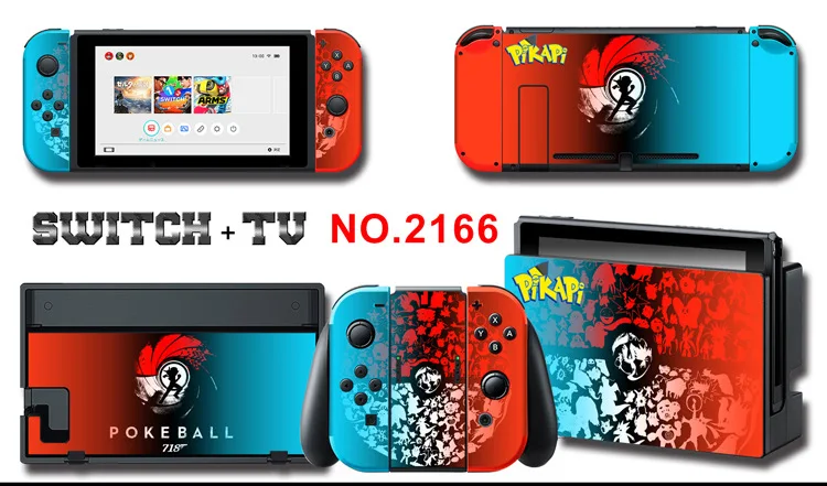 1set New Cute Anime Full Body Sticker for NS Switch Protective Cover Skin Colorful Art for Game Console Joy-Con Controller Decor