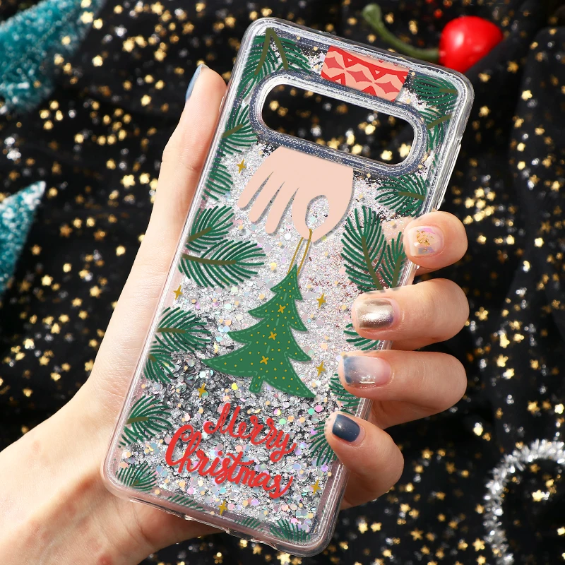 Рождественский динамичный, жидкий песок чехол для samsung Galaxy A50 S8 S9 Plus Note 9 8 A5 A7 A9 A6 плюс J3 J5 J8 год крышка