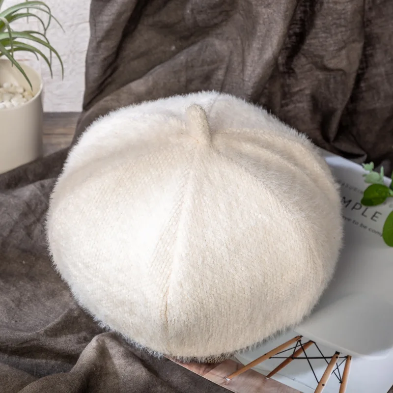 

Lady spring Winter Berets Hat Painter style hat Women Wool Vintage Berets Solid Color Caps Female Bonnet Warm Walking Cap B106