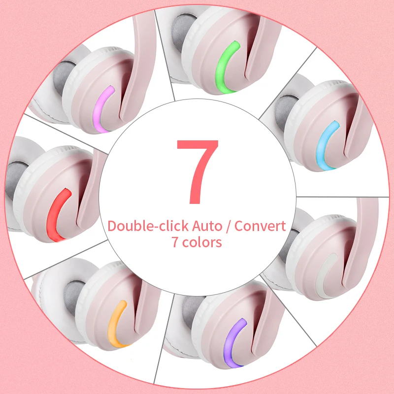 JINSERTA Kids Cat Ear Headphones Bluetooth 5 0 Glowing Stereo Headset Noise Cancelling Music Earphone for Phone PC Birthday Gift
