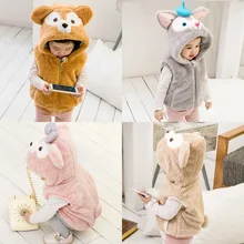Осенне-зимний детский хлопковый жилет, жилет для мальчиков и девочек, шерстяной свитер с капюшоном, Duffy Bear
