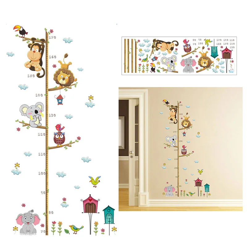 

Height Chart Measure Wall Stickers Self-Sticking PVC Children Animal Pattern Baby Room Cartoon Cute Height Sticker Removable