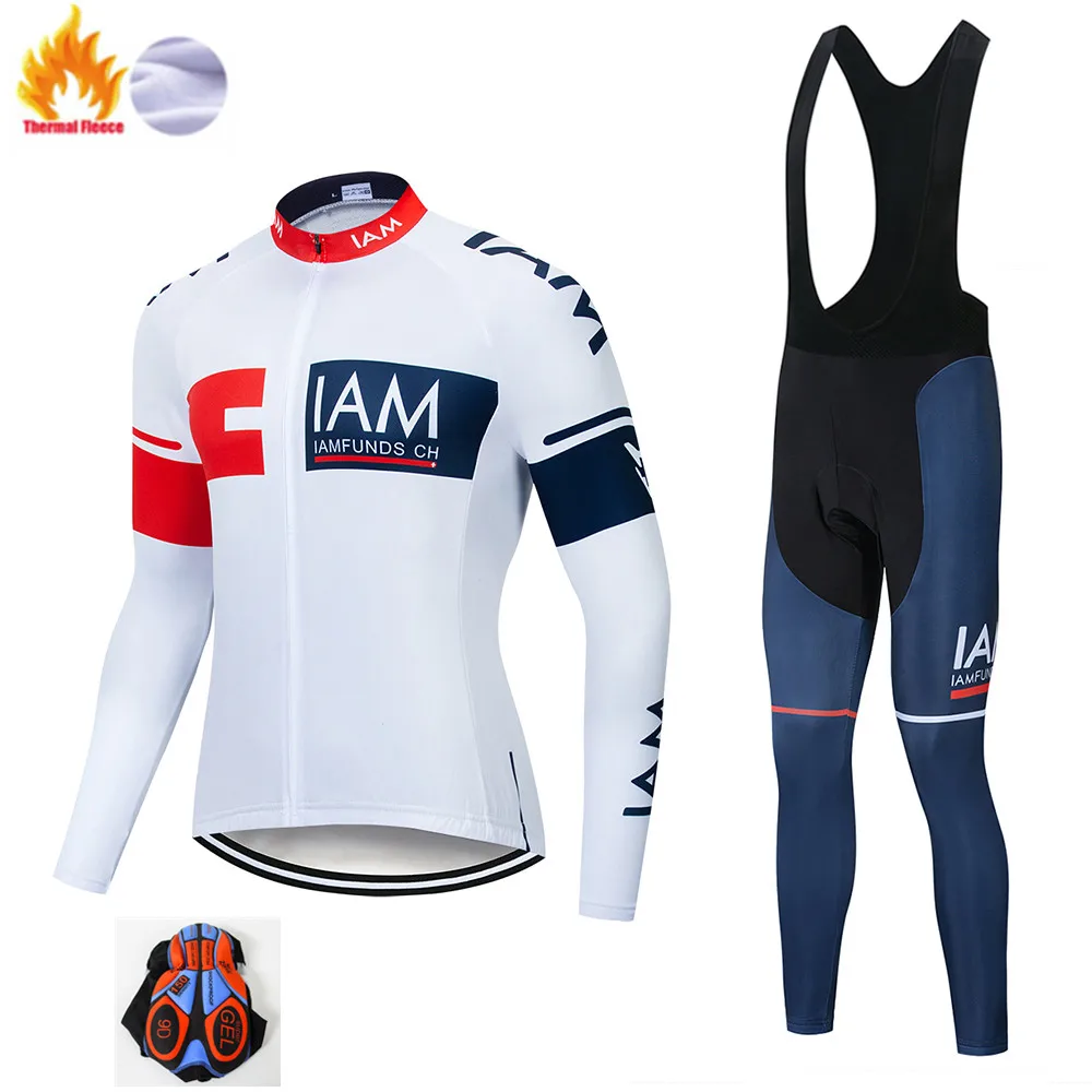 Winter set Горячая IAM зима термальный флис Велоспорт Джерси кофты с длинным рукавом Велоспорт комбинезон велосипедный набор велосипедная одежда - Цвет: Winter set