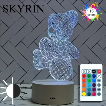 

SKYRIN 3D Night Lamp Care Bear for Kids Child Bedroom Decor Nightlight Dropshipping Manga Gift Guitar Spaceship Night Light