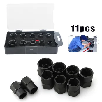 

11pcs/Set Broken Nut Bolt Extractor Hex Head Rust Damaged Screw Removal Tool High Quality Practical