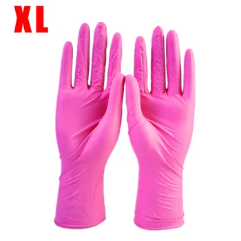 

100pcs/set One-Time Use Pink Latex Nitrile Gloves Rubber Waterproof Universal Protector Allergy Free Work Safety Gloves