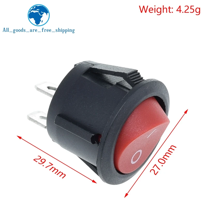 TZT 10/30 Stücke Rot Schwarz Weiß 20 MM EIN/AUS Runde Rocker Kippschalter 6A/250VAC 10A 125VAC Kunststoff Druckschalter KCD1-105 – Detail 8