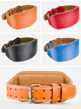 

Cowhide Fitness Belt Male Squat Sports Waist Support Leather Belt Female Profession Training Weightlifting Wrench Gloves Protect