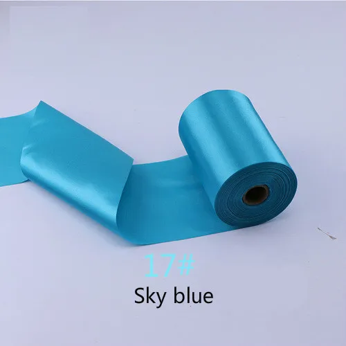 25Meters/Roll 8cm/10cm/15cm Silk Satin Ribbons DIY Wedding Chair Sashes Christmas Gift Wrapping Decoration Silk Ribbons Ruban 17-Sky blue