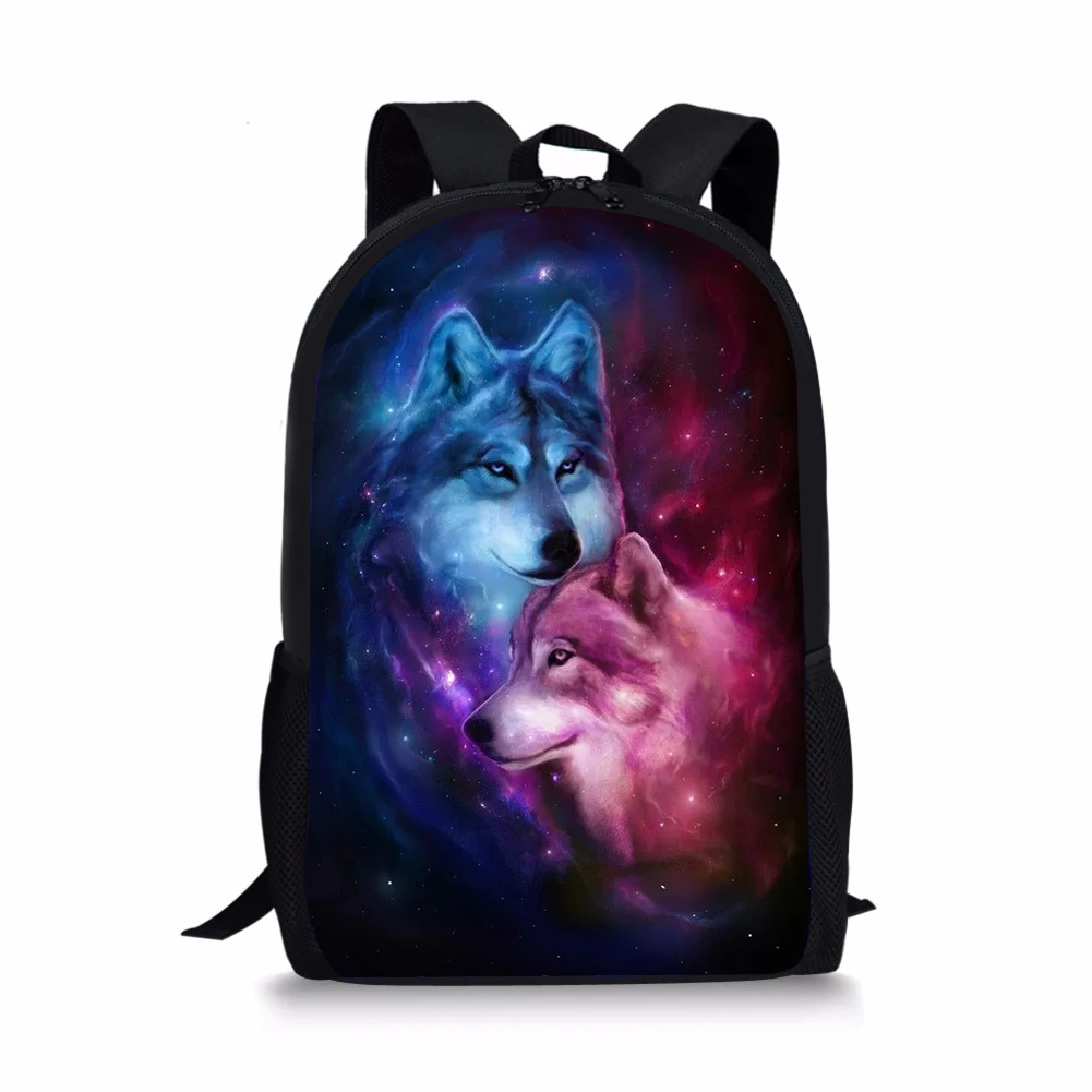 

Children's Backpack Fantasy Wolf Pattern Toddler Kids School Book Bags Cartoon Animal Fashion Girls Travel Backpack