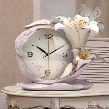 

Modern Minimalist Luxury Personality Embossed European Home Desktop Clock Ornament Bedroom Decoration Clock Crafts Art Figurines