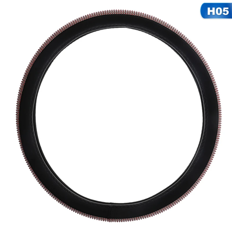 Rhinestones Crystal Car Steering Wheel Cover PU Leather Steering-wheel covers Auto Accessories Case Car Styling