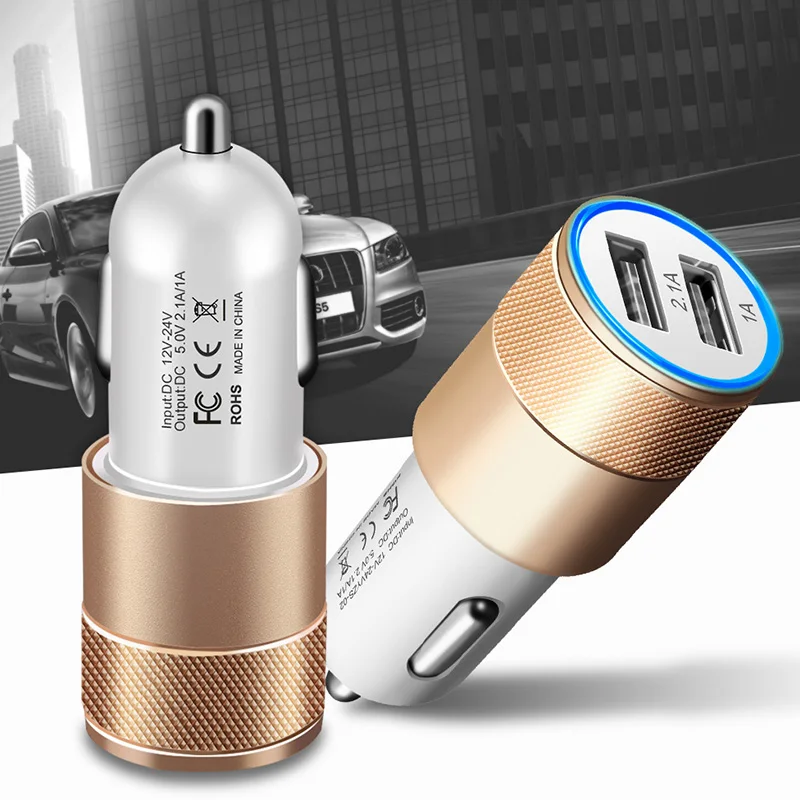 

1 Pc Dual USB Cigarette Lighter Socket Car Charger Double Twin 2 Port 12V 3.1 AMP 3 Colors Mobile Phone Chargers