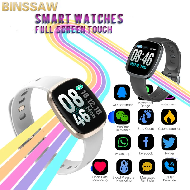 

RollsTimi Smart Watches Heart Rate Monitor Fitness Tracker Smart Wristband Sport Watch Full Screen Touch Smartwatch IOS Android