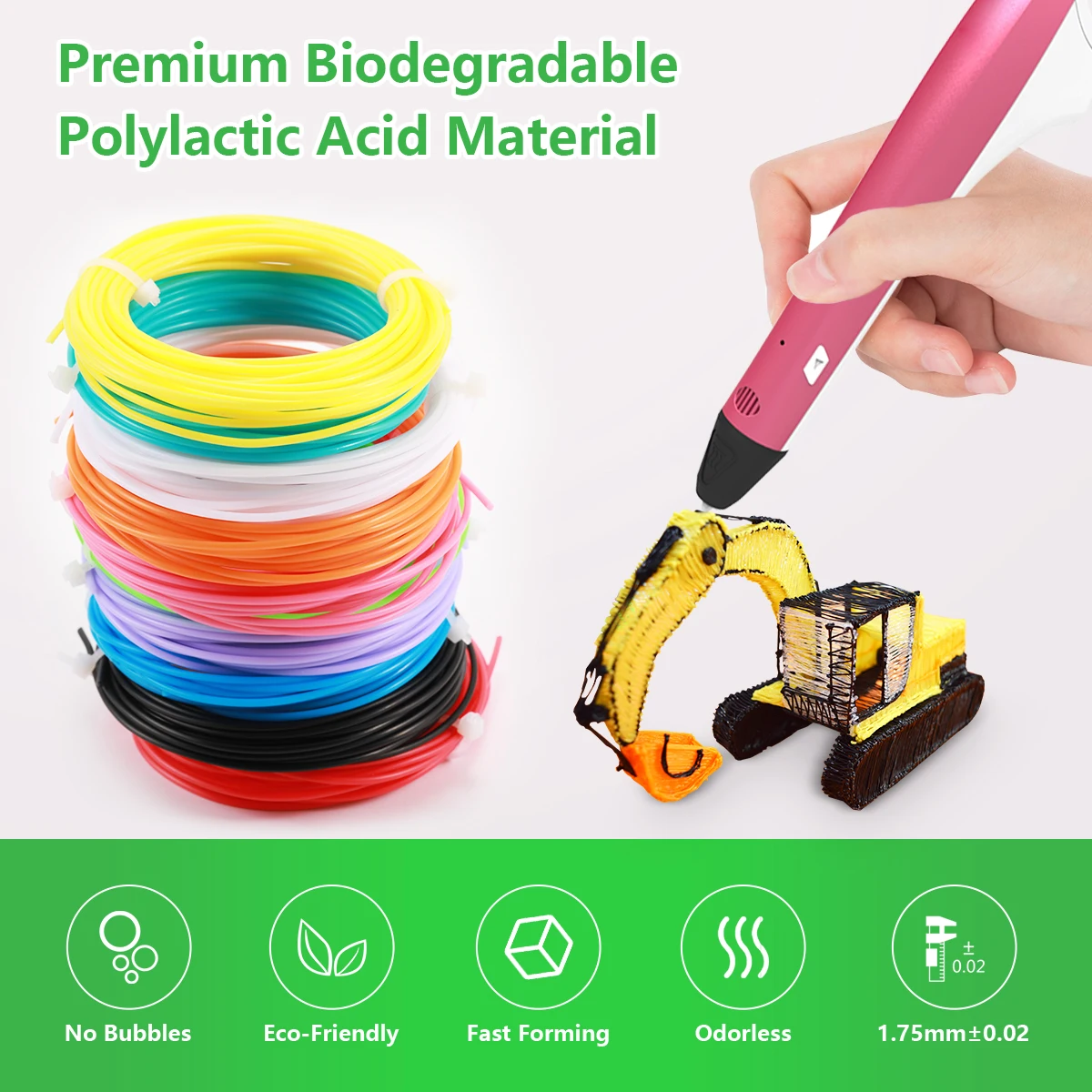 GOHIGH 3D Pen Reills PCL Filament 5 M 1 Bags 1 Colors Material Consumables Pen Threads For KIds toys  Accessories polycarbonate 3d printer