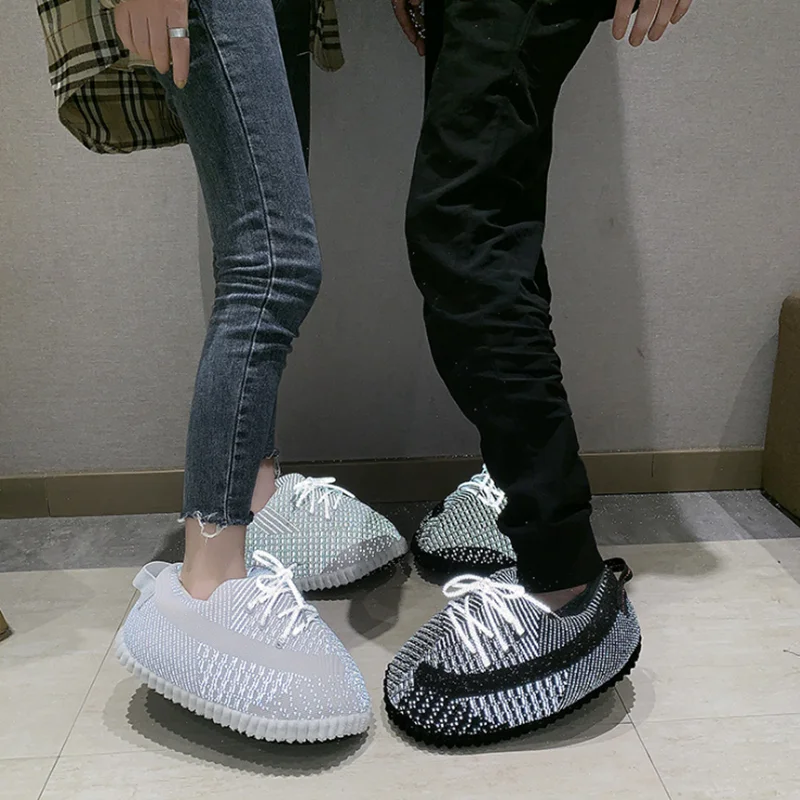New Winter Glowing Home Slippers  Unisex House Slippers Indoor Warm Reflective Shoes Woman Flash Sneakers