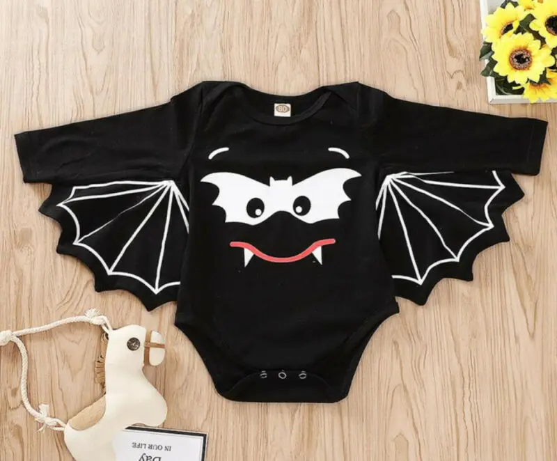Novelty Halloween Baby Costumes Newborn Baby Girls Boys Brothers Sisters Bat Wings Clothes Romper T-Shirt Cute Kids Clothing