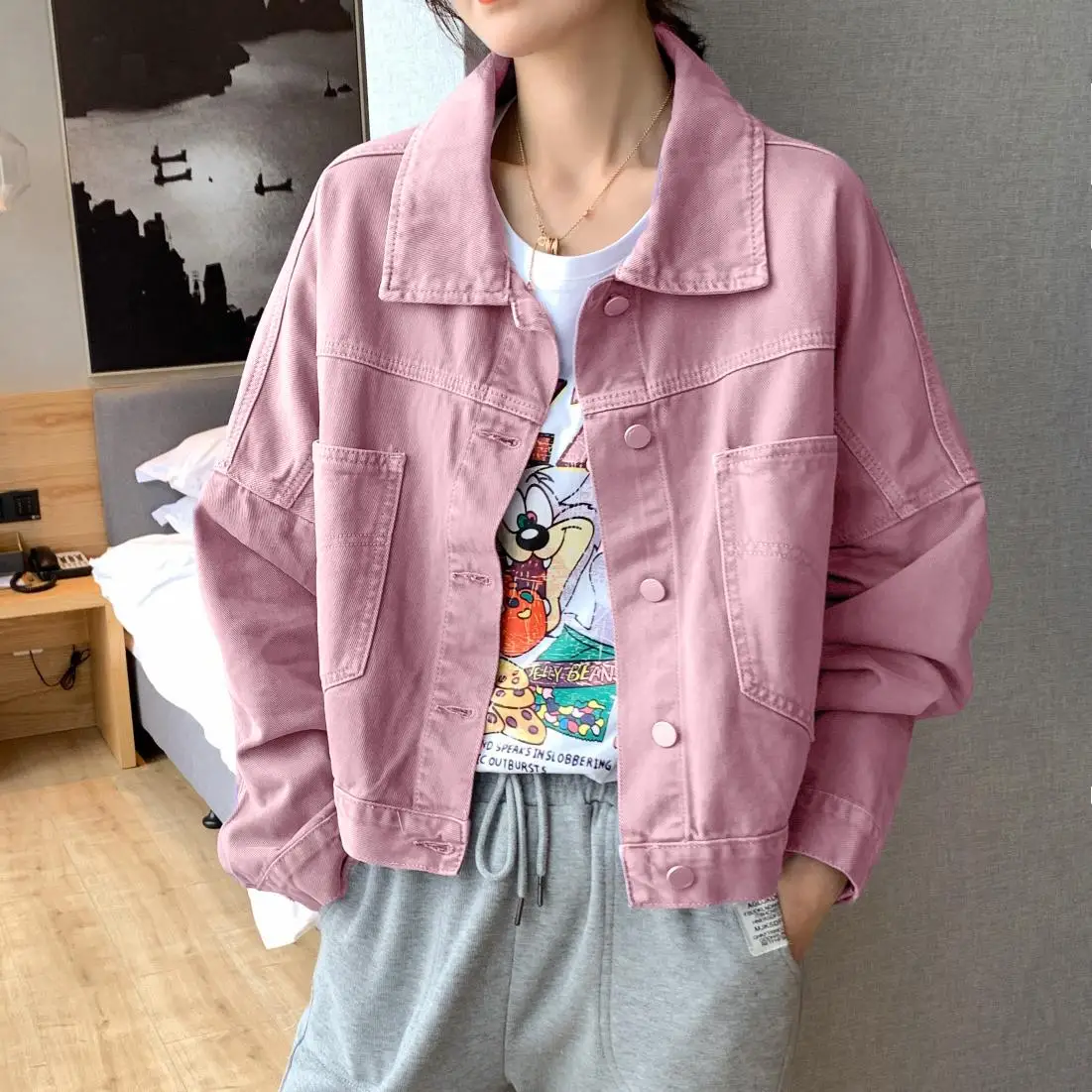 

Summer Autumn Women Denim Jacket Female Casual Harajuku Jeans Coat Streetwear Jeans Coat Dropshipping ka904