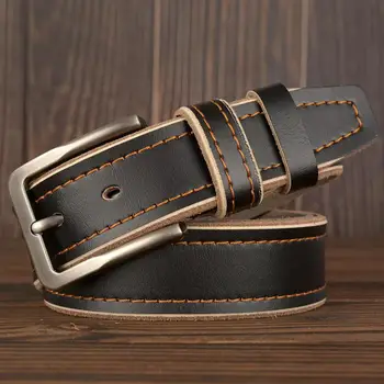 

New Genuine Leather Men's Belt Fashion Zinc Alloy Pin Buckle Belt Business Casual Men's Jeans Belt Pure cowhide 100-125cm