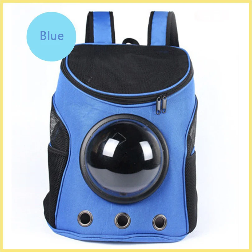 Синий Pet backpack portable pet basket pet air travel bag space capsule backpack breathable cat dog puppy portable - Цвет: Синий