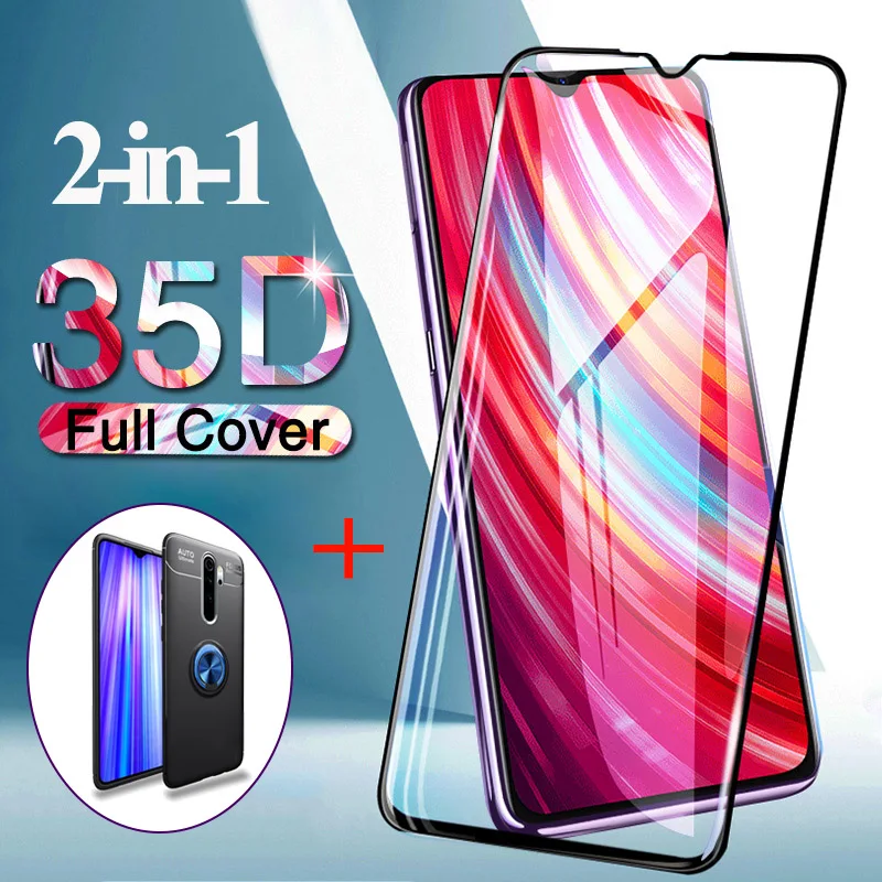2 в 1 защитное стекло на xiaomi redmi note 8 pro note8 Стекло противоударный магнитное кольцо