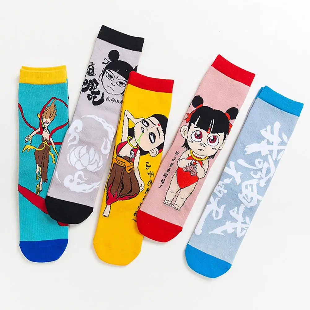 Милые хлопковые Дышащие носки с героями мультфильмов для девочек модные женские разноцветные носки до середины икры