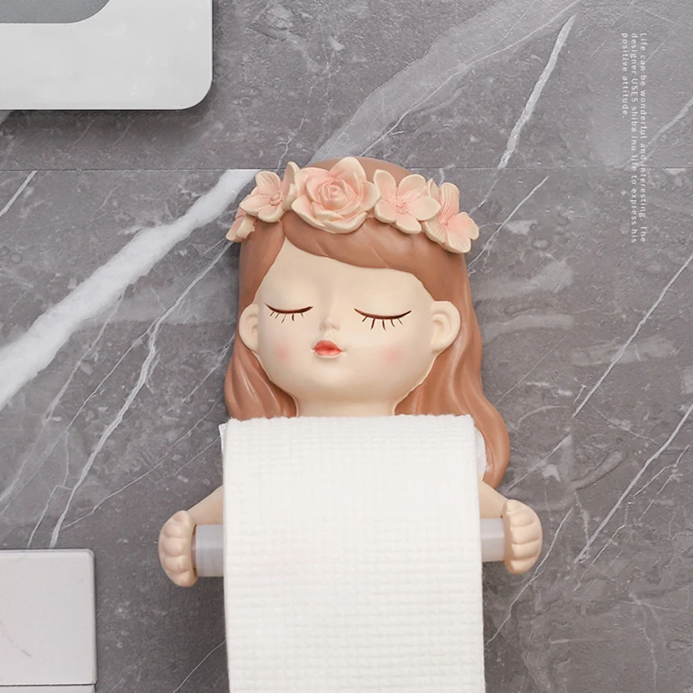 Toilet Paper Holder Toilet Roll Holder Tissue Holder Ins Fairy Tissue Holder Long Hair Fairy Long Hair Lovely Girl Bathroom Light Luxury Decoration Accessories