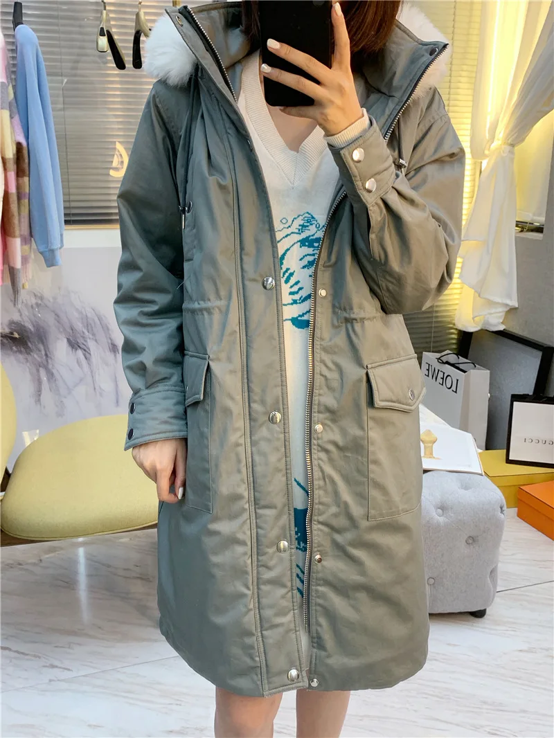 

2019 New Arrival Autumn and Winter Simple Casual Wool Collar Hooded Cotton Padded Women Coat