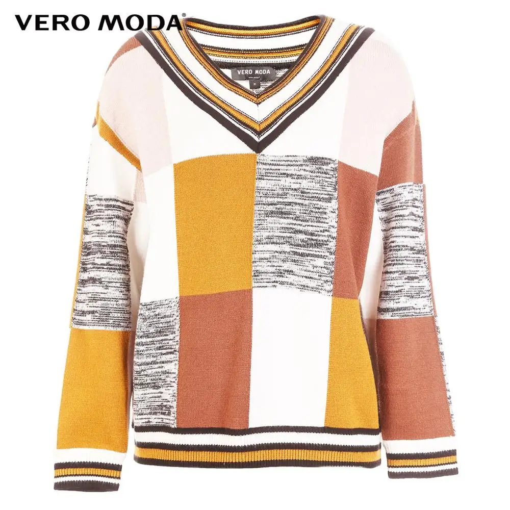 Vero Moda женский жаккардовый свитер с v-образным вырезом в клетку разных цветов | 319113510