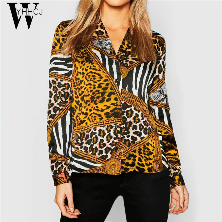 

Leopard Blouse 2019 Autumn Casual Women Tops Chiffon Blouse Shirt Long Sleeve Shirt Turn Down Collar Chemisier Femme Plus Size
