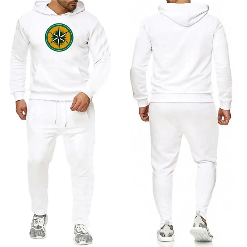 Blog Olevo 2Pcs Sets New Men's Hoodie Printed Hooded Pullover Loose Sweatshirt Tracksuit Leisure Sweatpants Sports Bodybuilding Set