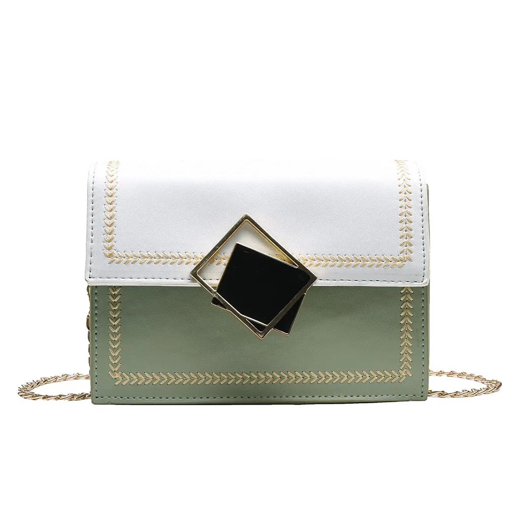 

Women Crossbody Bags 2020 New Contrast Mental Hasp Single Shoulder Handbags Ladies Female Chain Small Square Bags #Zer