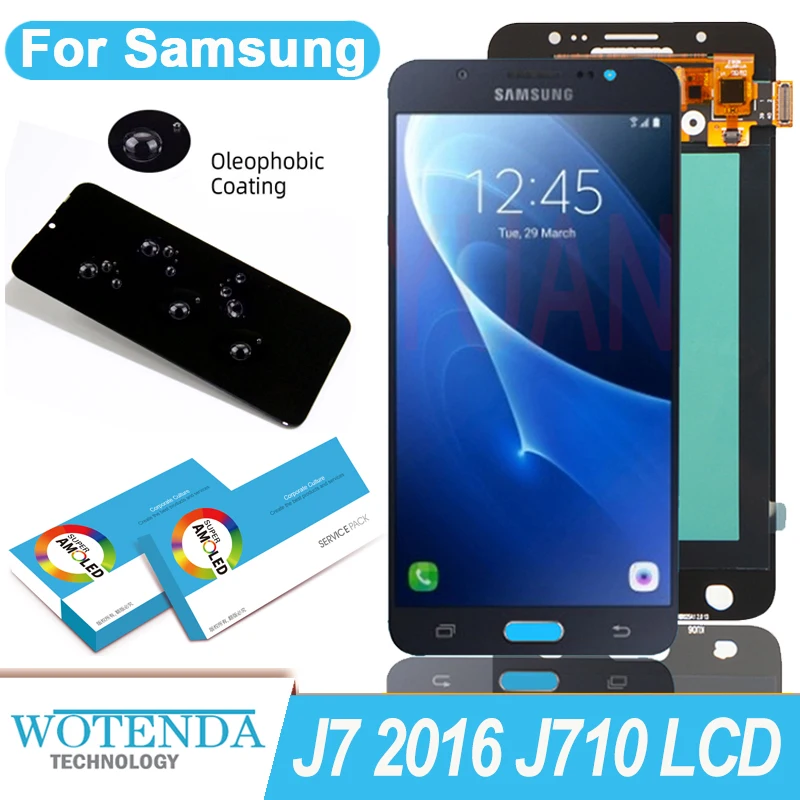 100% Оригинальный Amoled 5 ''дисплей для Samsung Galaxy J7 2016 J710 SM-J710F J710M Полный ЖК-дисплей