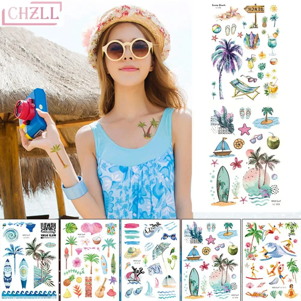 CHZLL водонепроницаемые Летние Гавайские наклейки гавайская вечеринка Летняя