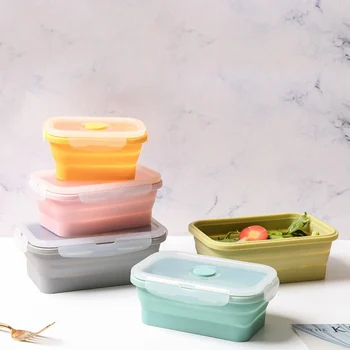 

new Lunch Box Silicone Foldable Insulated Food Grade Bento Lunch Box Can Be Used For Microwave Heating (350, 550, 850, 1200 Ml)
