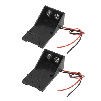 

2 Pcs Black Plastic 9V Batteries Battery Case Holder w Wire Leads