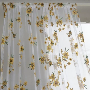 

Simple Flowers Curtain Elegant Embroidered Sheer Curtains for Living Room Curtain for Kitchen Curtains for Kids Bedroom