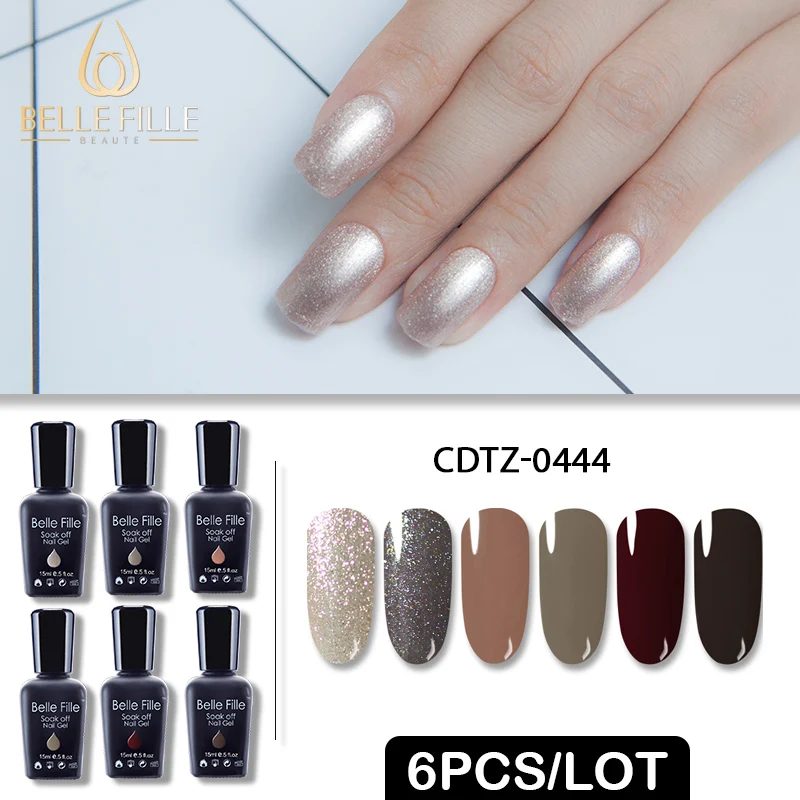 

Belle Fille Gel Polish Set For Manicure Gel Nail Polish 6PCS/LOT UV Colors Semi Permanent Hybrid Nail Art Gel Varnish 15ml Kits