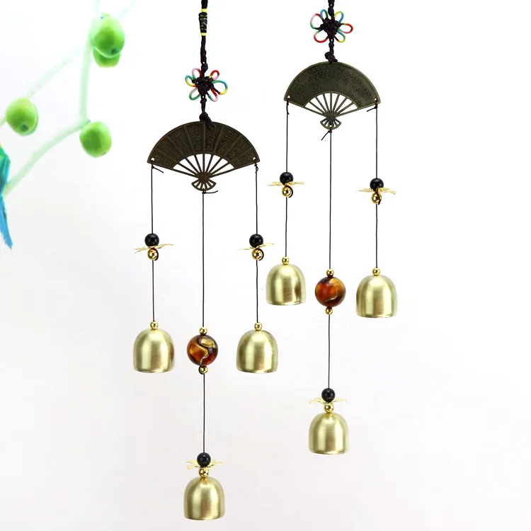 

Retro Fan Alloy Wind Chime Pendant Emergency Alarm Lucky Home-guarding And Exorcising Feng Shui Doorbell Home Stores Hanging Dec