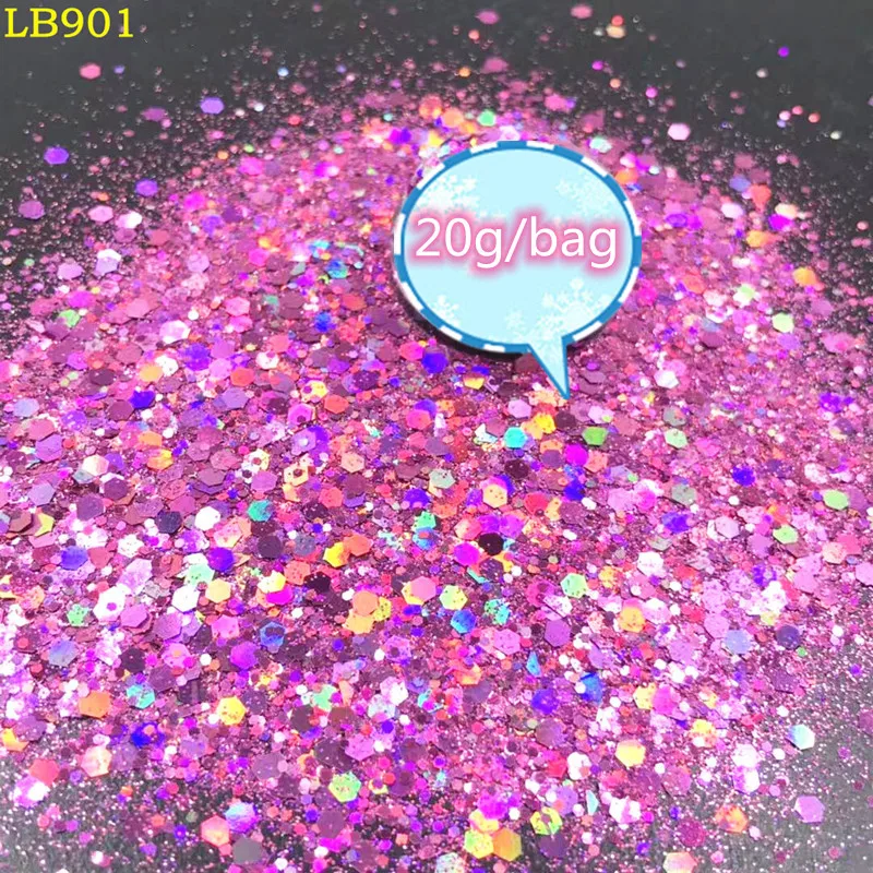 20g/bag Laser Hexagon Holographic Chunky Glitter Nail Tips Glitter Powder Mermaid Flakes Sparkly Resin Crystal mud nail powder nail flakes nail glitter nail decoration nail decorations